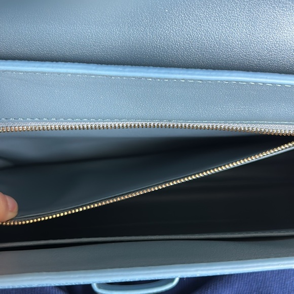 MME. MINK BLUE TOP HANDLE CARLTON BOW BAG - Picture 10 of 14